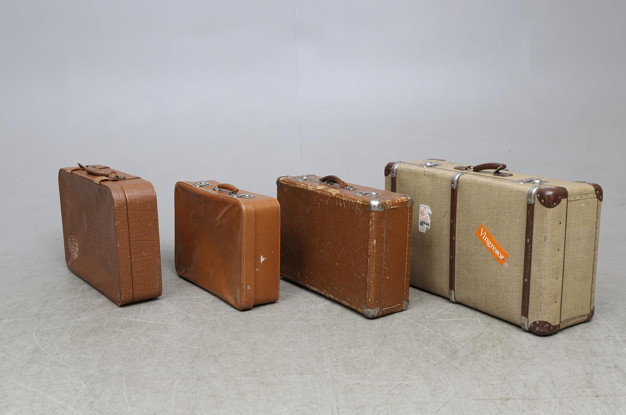 RESVÄSKOR, 4 st, omkring 1900-talets mitt.