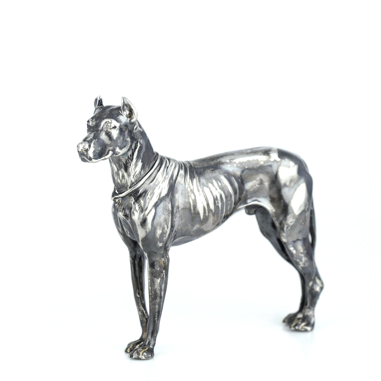 FIGURIN, hund, nysilver, 1900-tal.