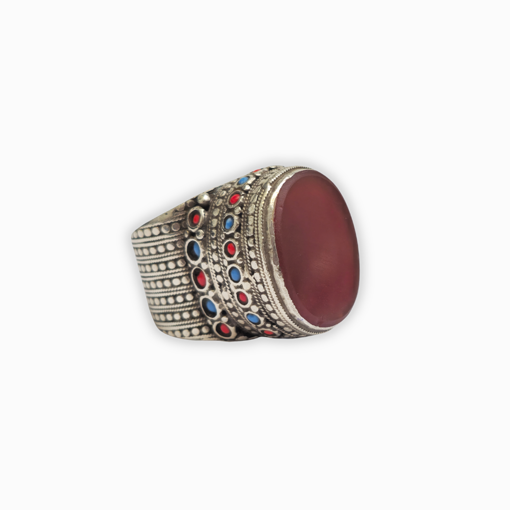 Turkish silver ring with imitation turquoise.
