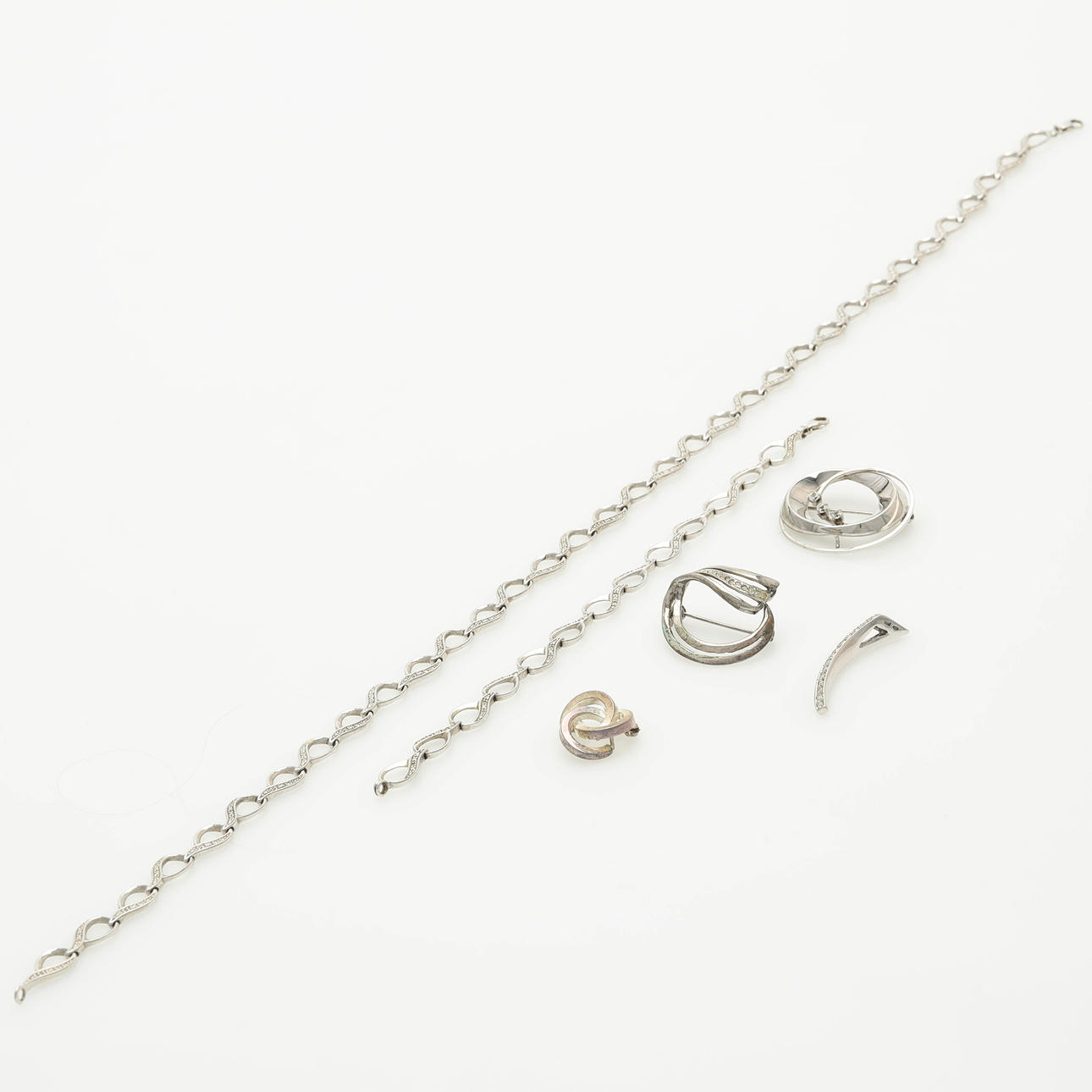 SAMLING SMYCKEN, 6 delar, silver samt stenar.