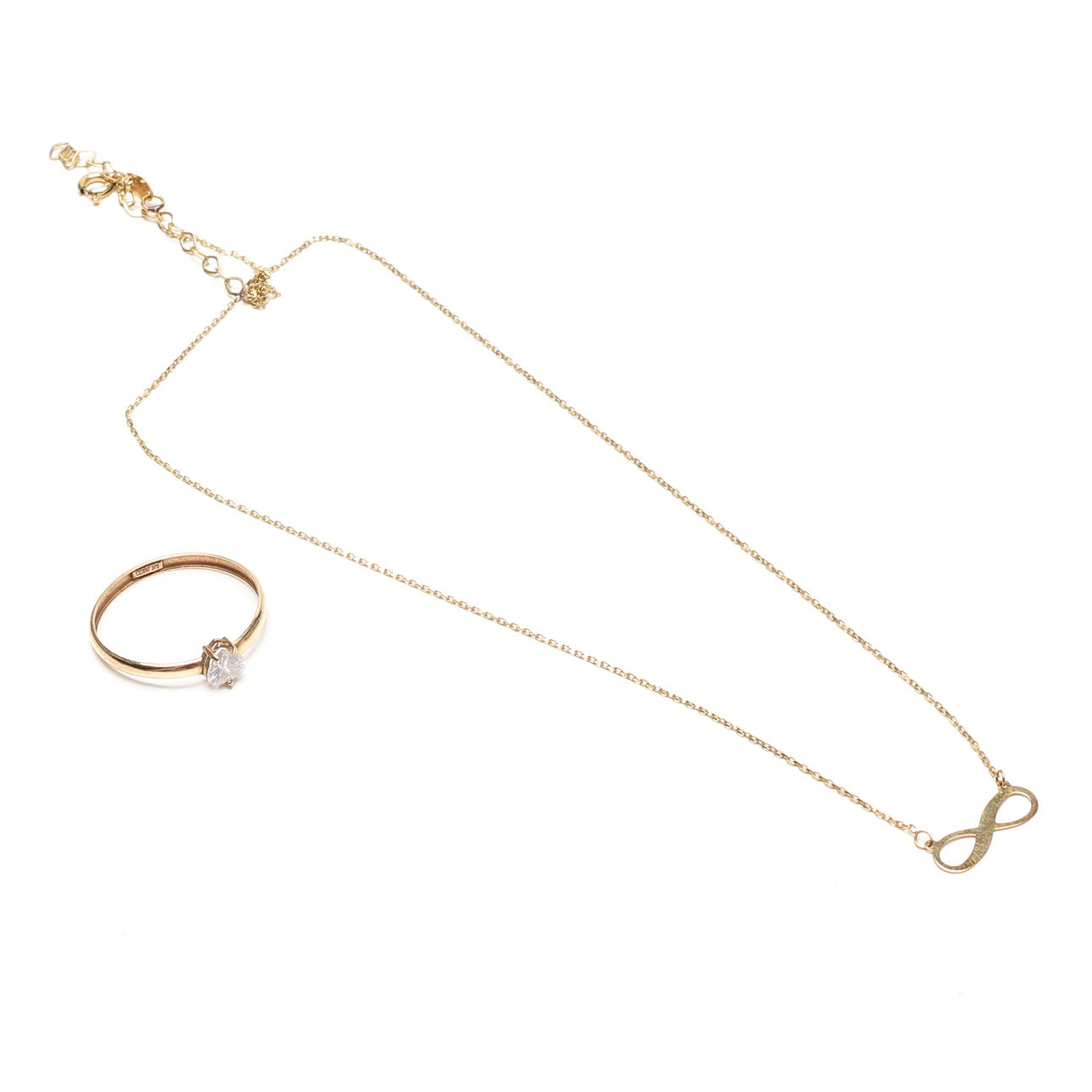 RING samt COLLIER, guld, 9k, ca 1,6 gram.
