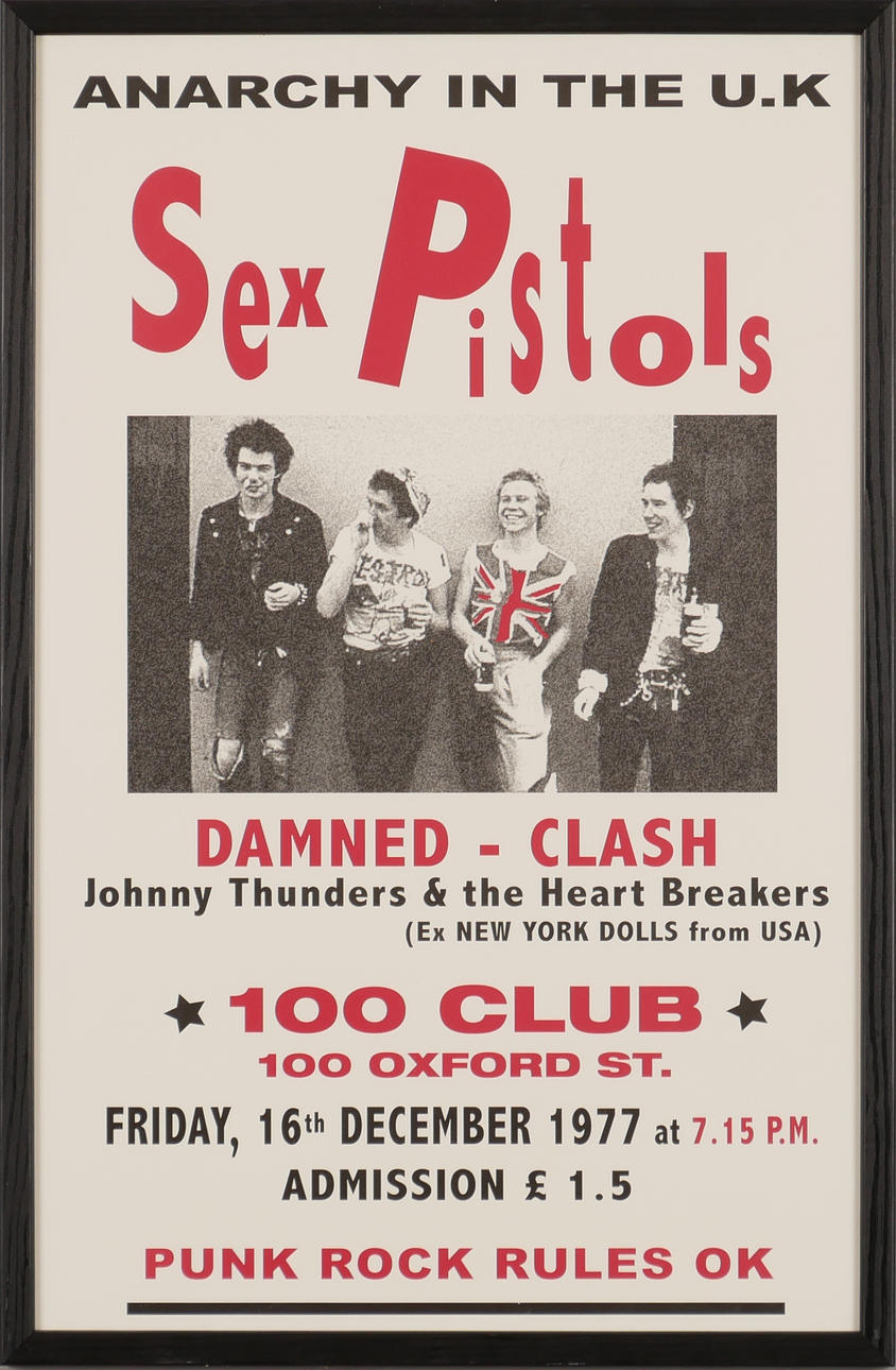 SEX PISTOLS. Konsertaffisch, tryck.