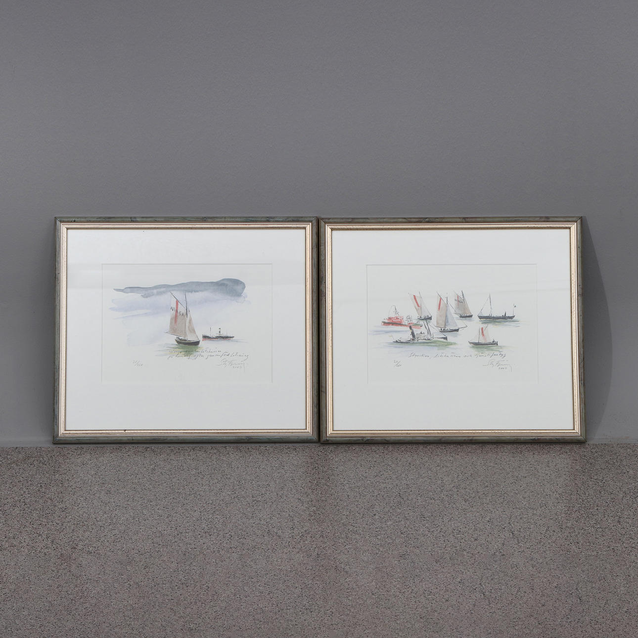 STIG FYRING. Lithographs, two. Boats. Signed and numbered.
