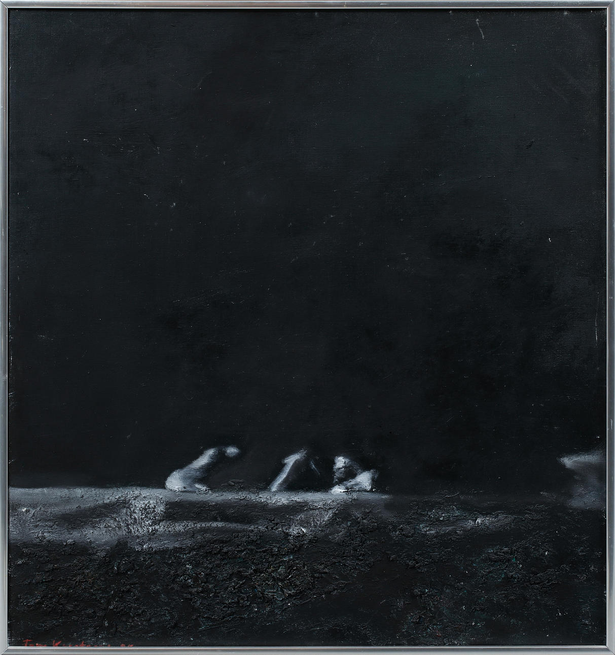 TOM KRESTESEN. Composition in black, acrylic on canvas, signed.
