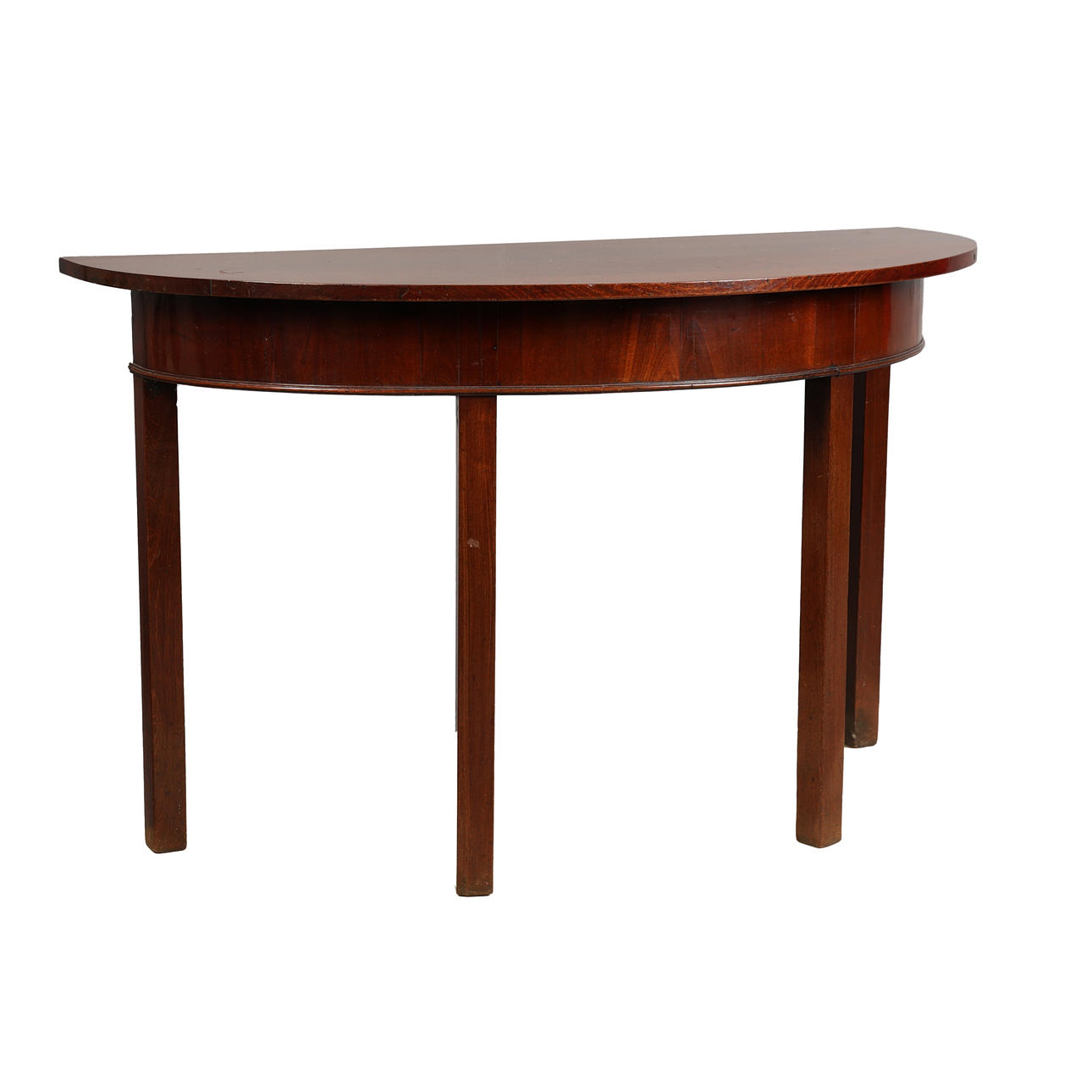 A 19TH CENTURY MAHOGANY D END TABLE.