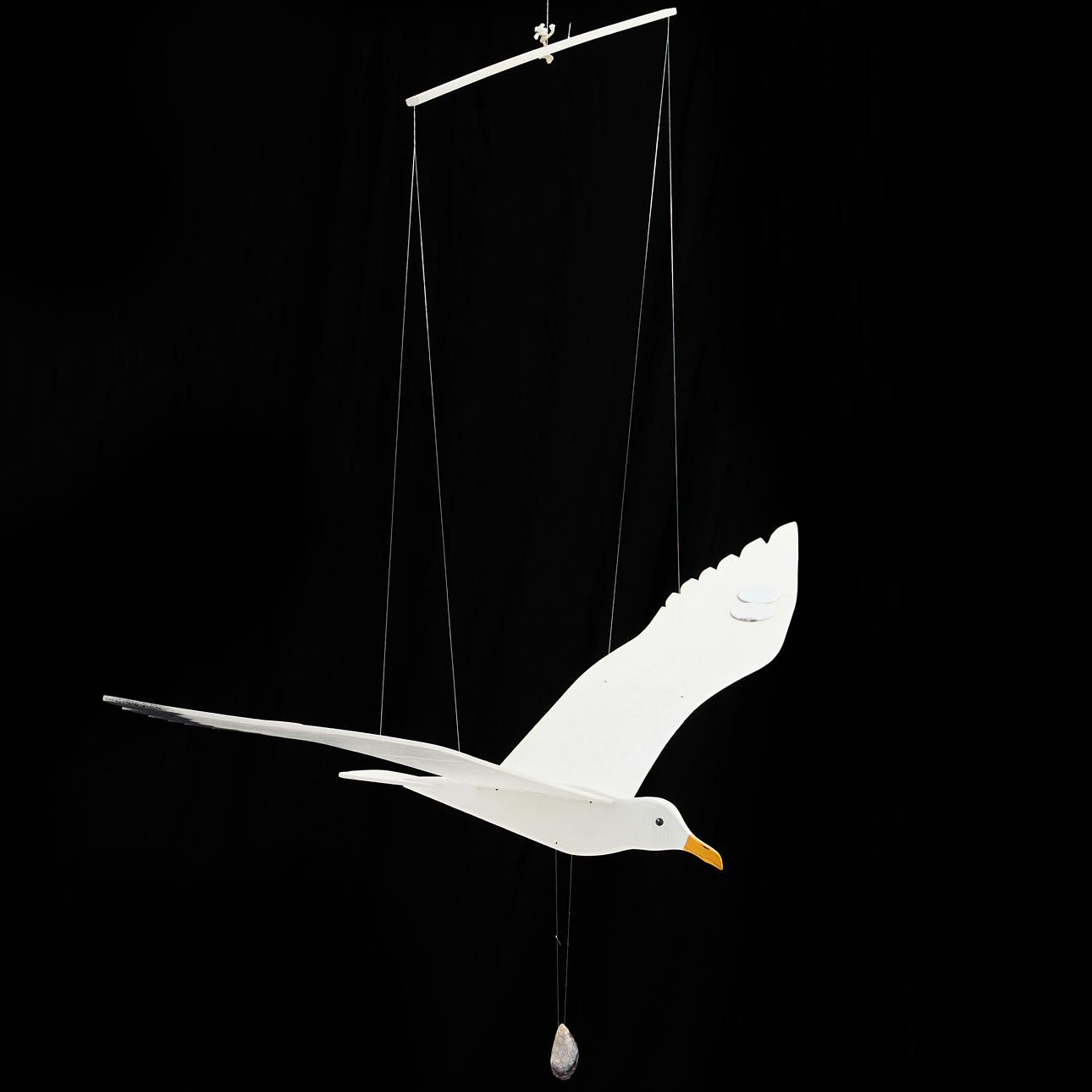 SCULPTURE, mobile, Seabird, painted wood.