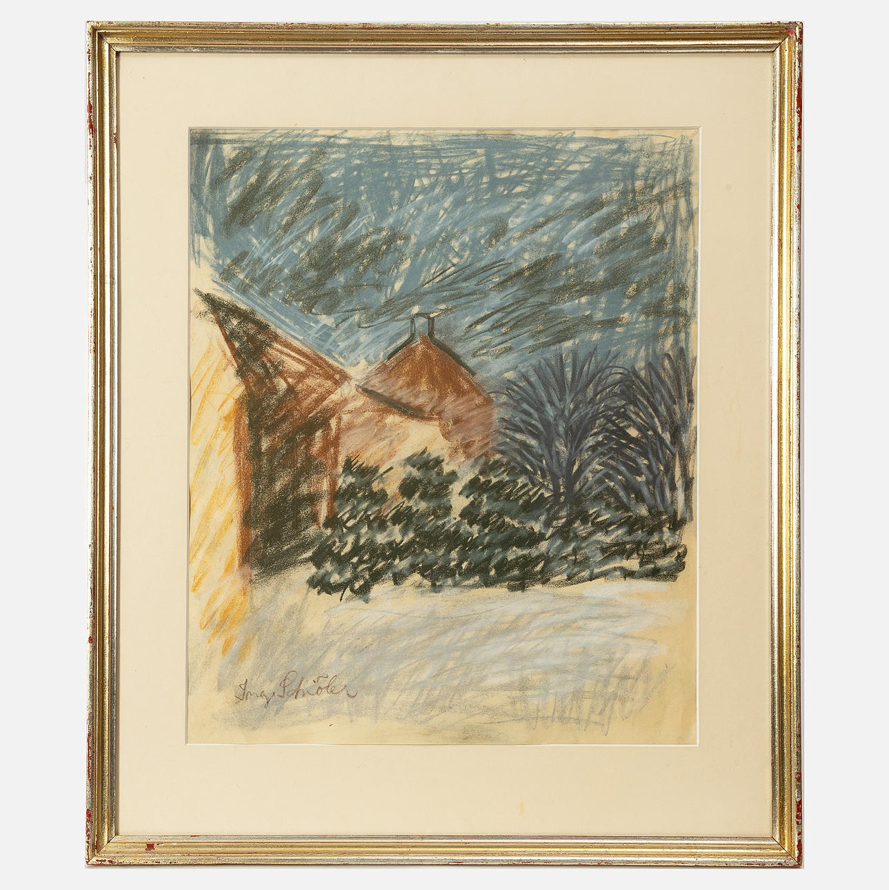 INGE SCHIÖLER. Farm in snow.