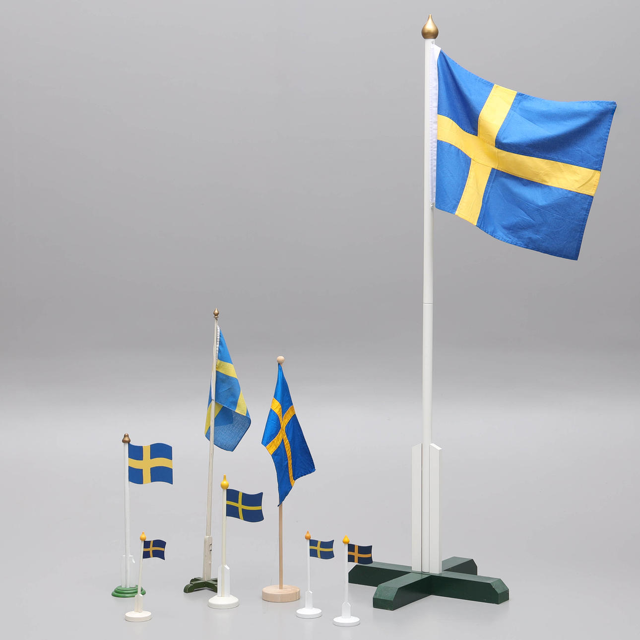 FLAGGOR, 8 st, golv & bordsmodeller, Sverige.