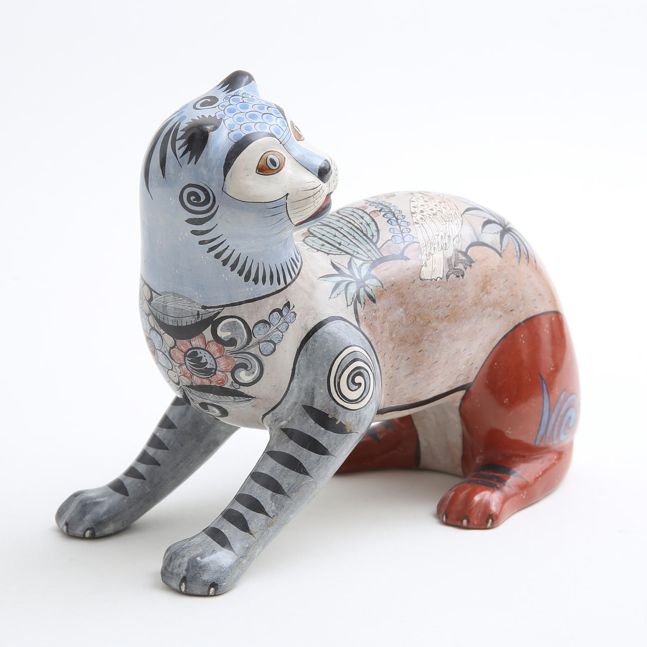 FIGURIN, stengods, kattdjur, Mexico.