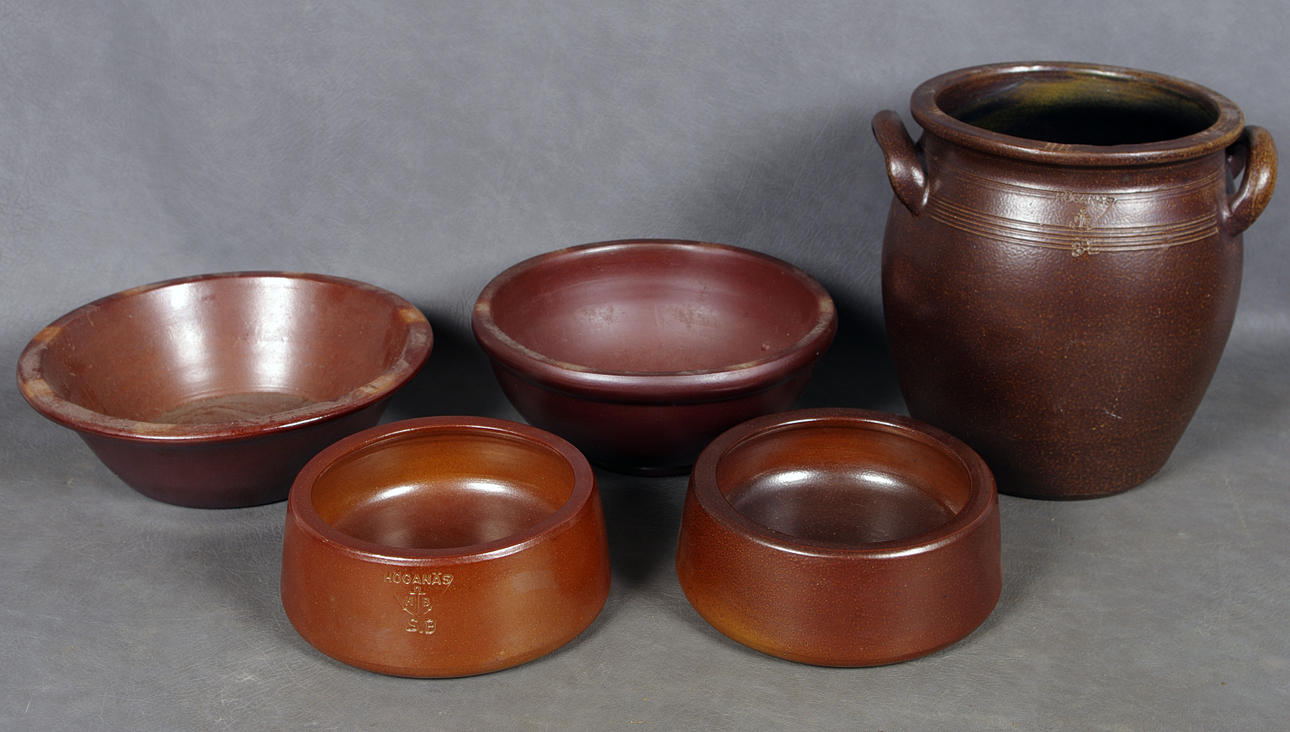 KERAMIKFÖREMÅL, 5 stycken, höjd 4,5-19 cm.