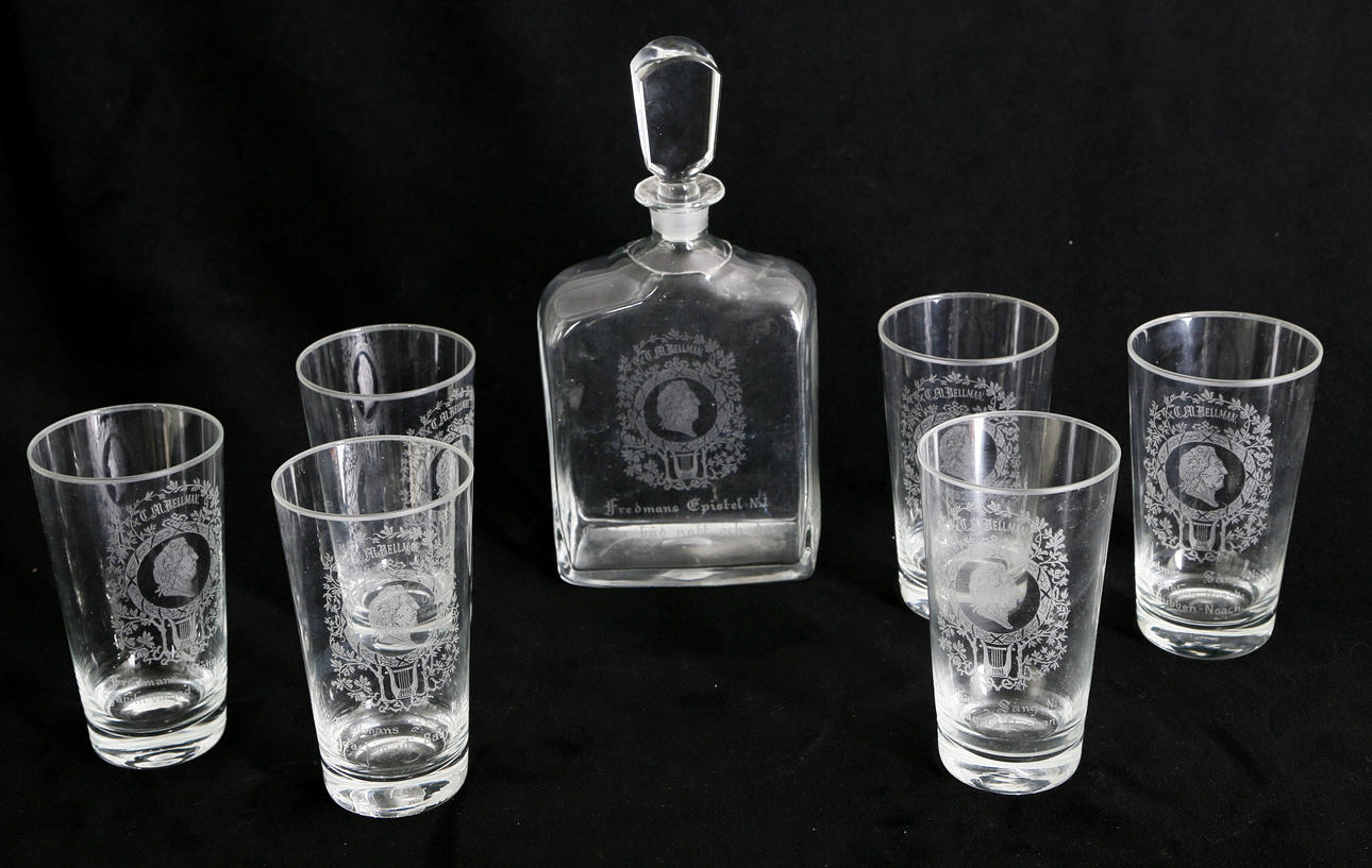 GLASSERVIS, 7 delar, glas, Bellman, 1900-tal.