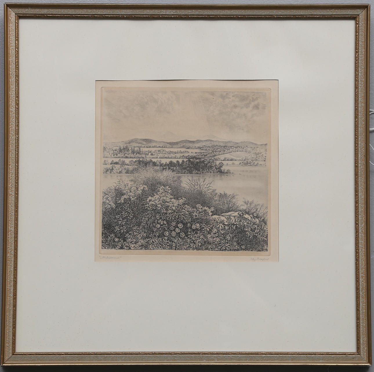 STIG BORGLIND. "Midsommar". Etsning, signerad.