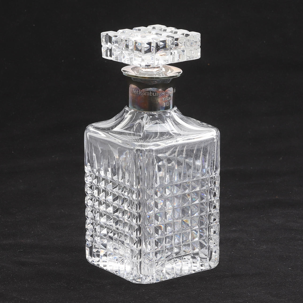 KARAFF, glas och sterlingsilver.
