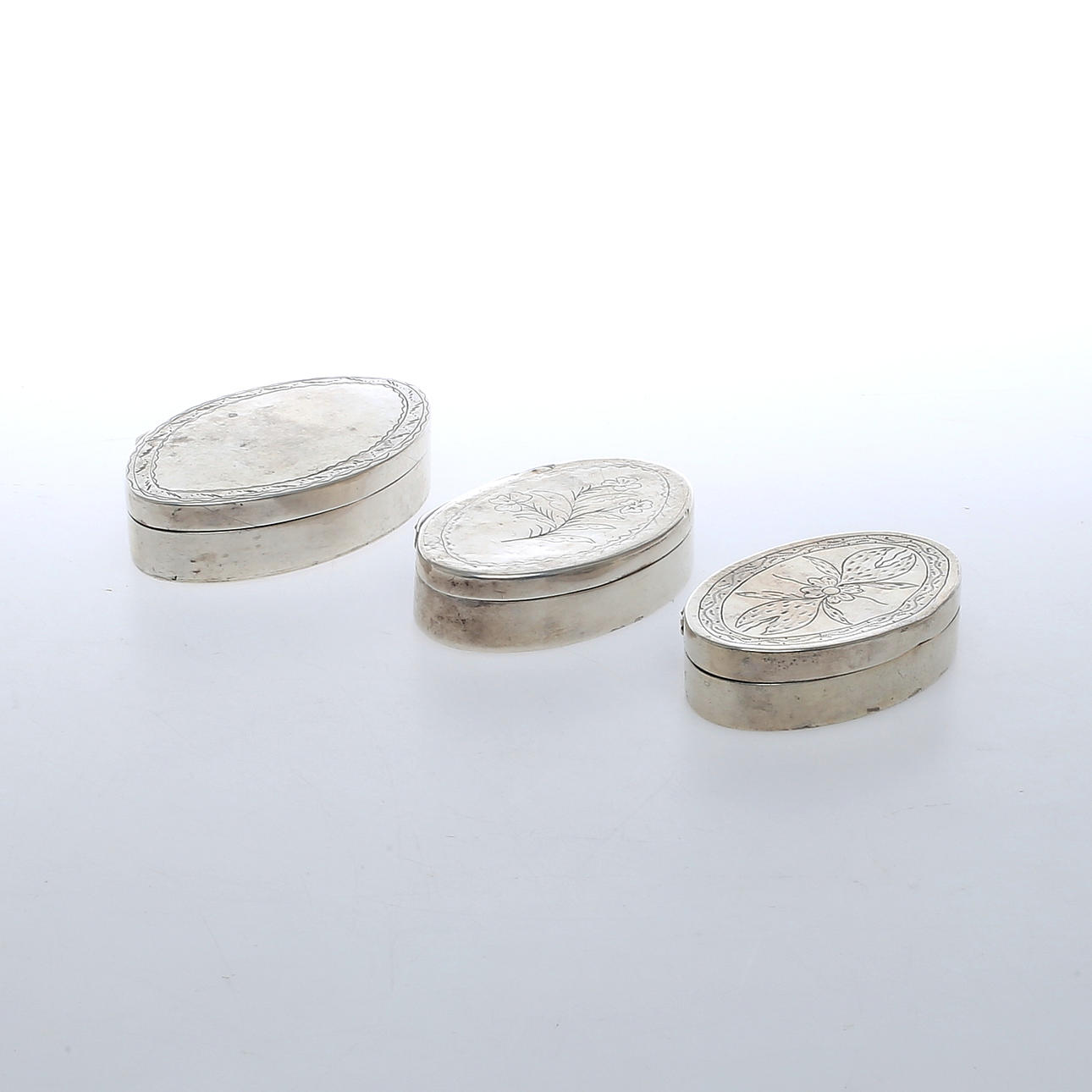 SPETSDOSOR, 3 st, silver, Sverige, 1800-tal.