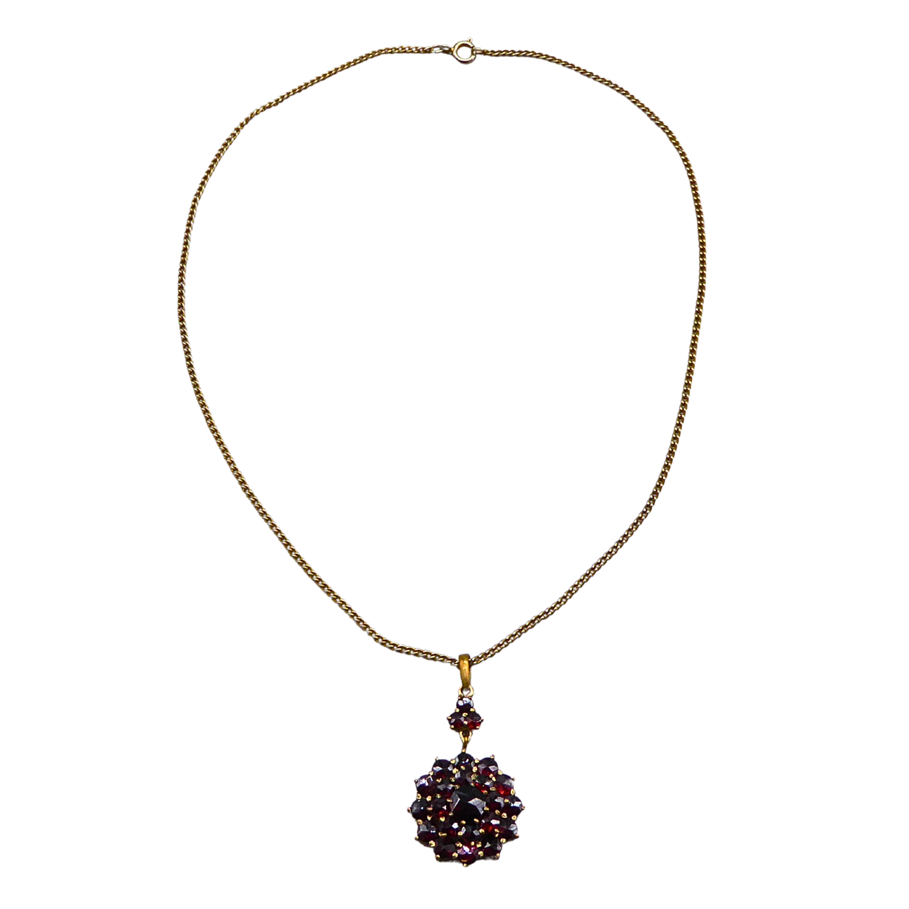 NECKLACE WITH GARNET PENDANT.