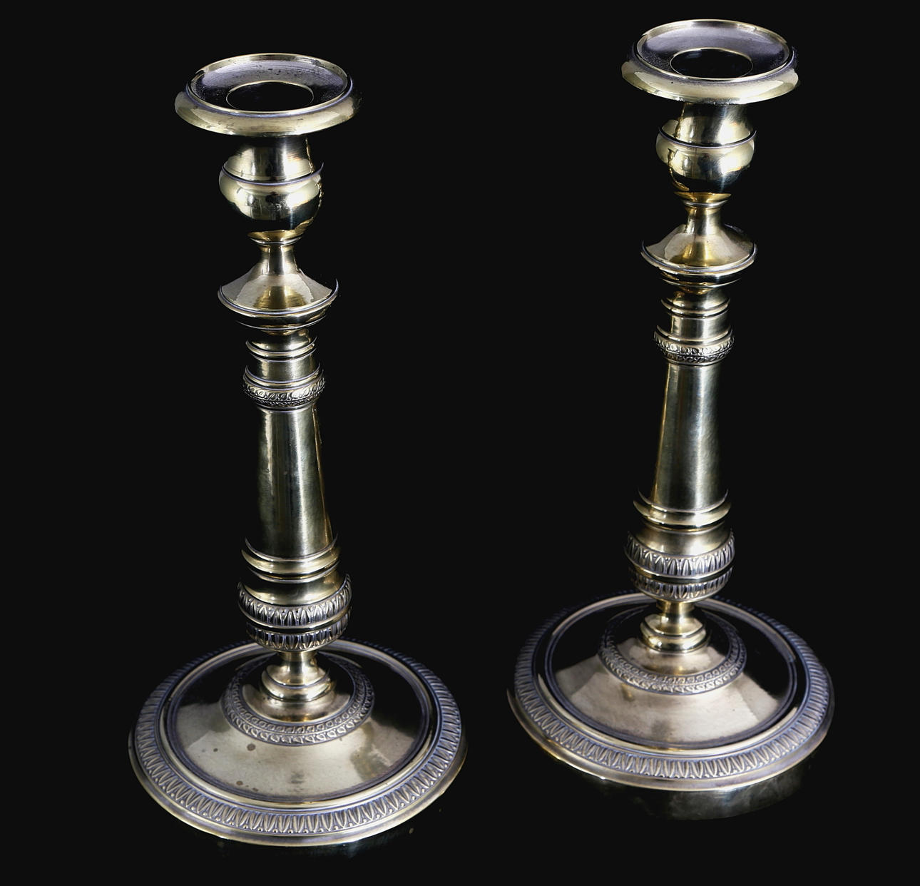 LJUSSTAKAR, 1 par, empirestil, 1800-tal.