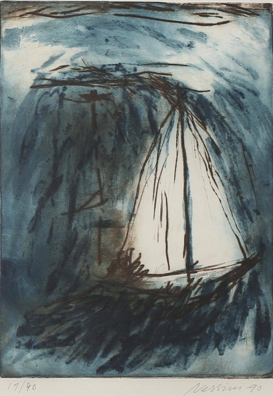 SUZANNE NESSIM. Färglitografi, signerad och numrerad 19/40, daterad -90.