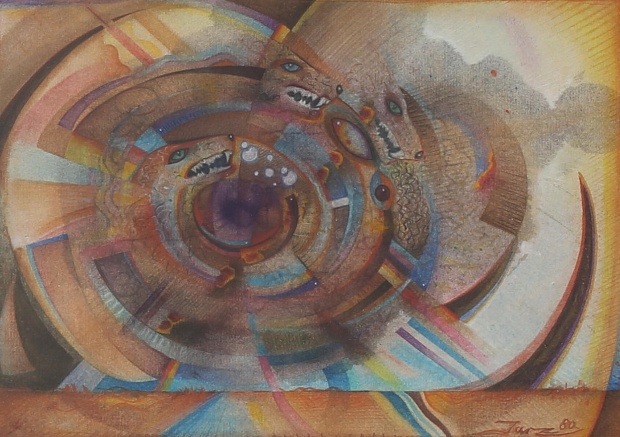 HANS PETERT JARZ. "Cauda", blandteknik, signerad och daterad -80.