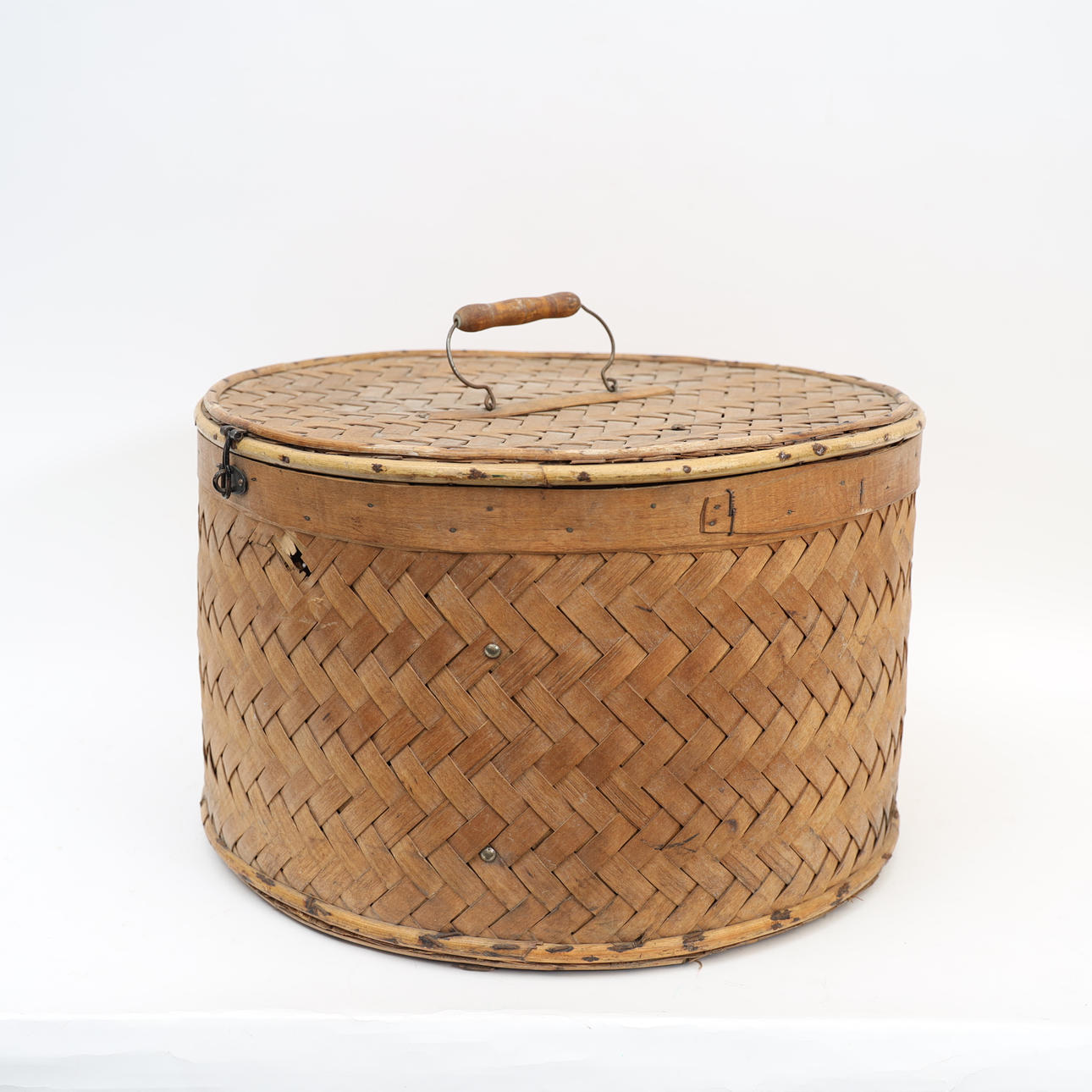 KORG, allmoge, 1800-1900-tal, flätat spån och bambu.