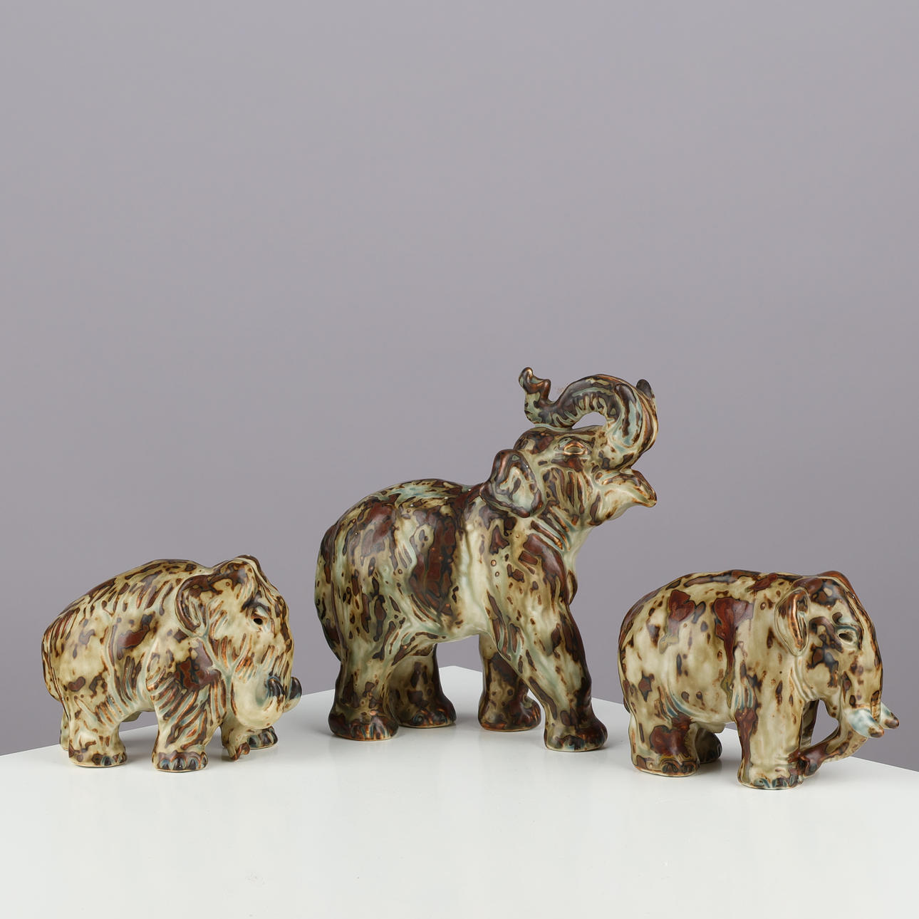 KNUD KYHN. Elephant sculptures. Model 21517, 20186, 20207, Royal ...