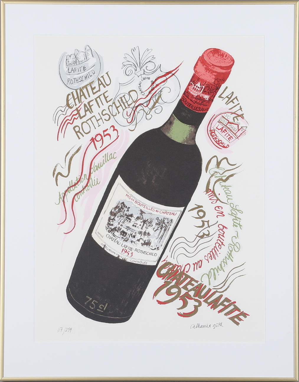 CATHARINA GÖTH. 'Chateau Lafire-Rothschild', serigrafi, signerad samt numrerad.