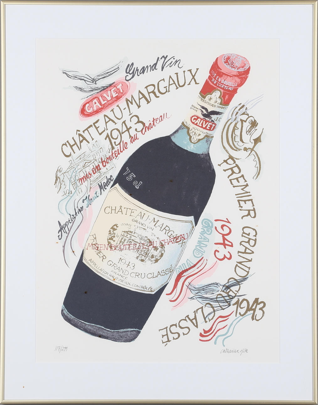 CATHARINA GÖTH. 'Chateu Margaux', serigrafi, signerad samt numrerad.