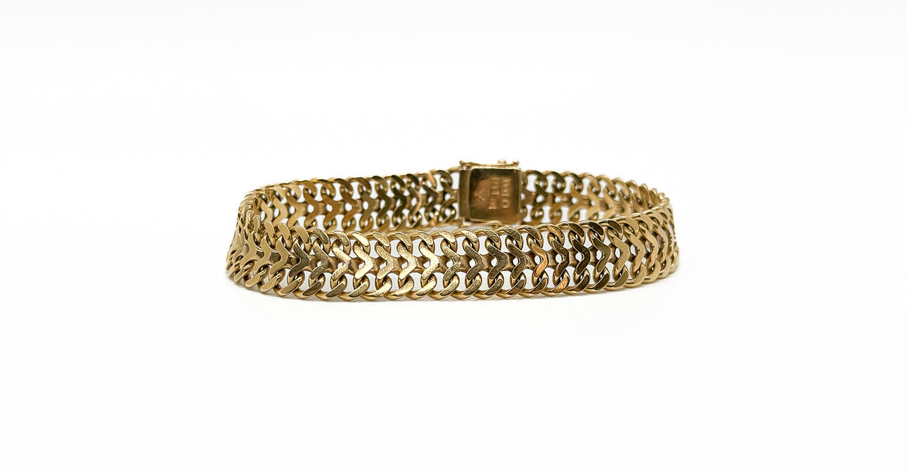 ARMBAND, "FISKBEN", 18K GULD.