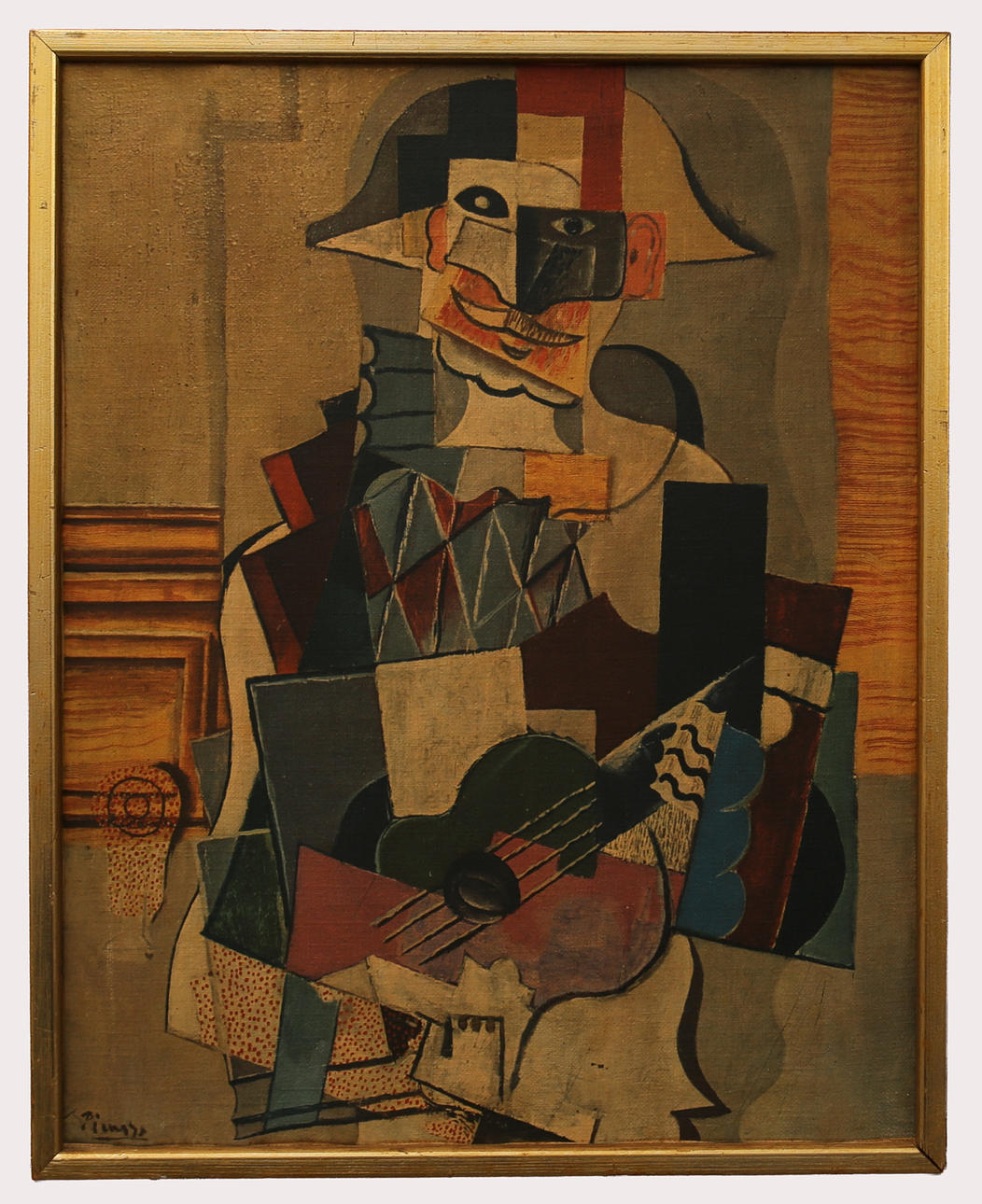 PABLO PICASSO. efter, Master Art-tryck, ''Harlekin med gitarr", tryckt signatur. 1900-talets tredje fjärdedel.