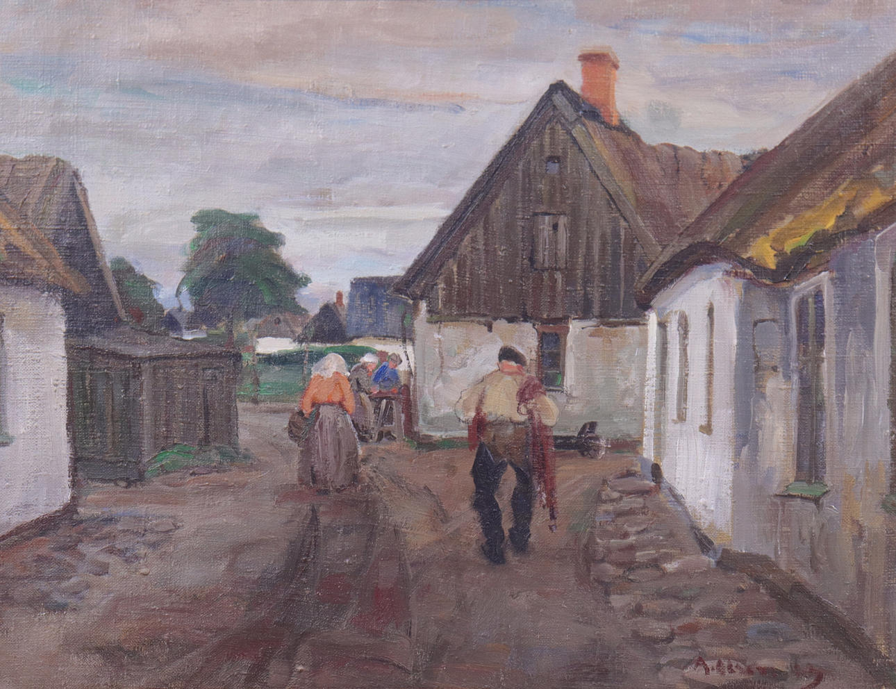 ANDERS OLSON. olja på duk, bymotiv.