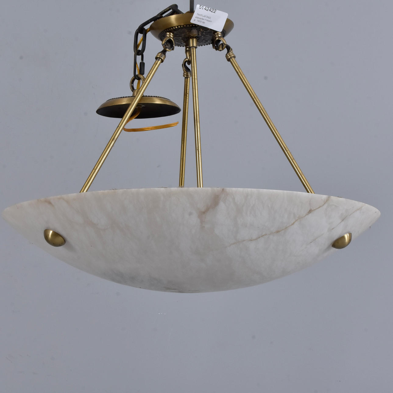 TAKPLAFOND, alabaster/mässing, 1900-tal.