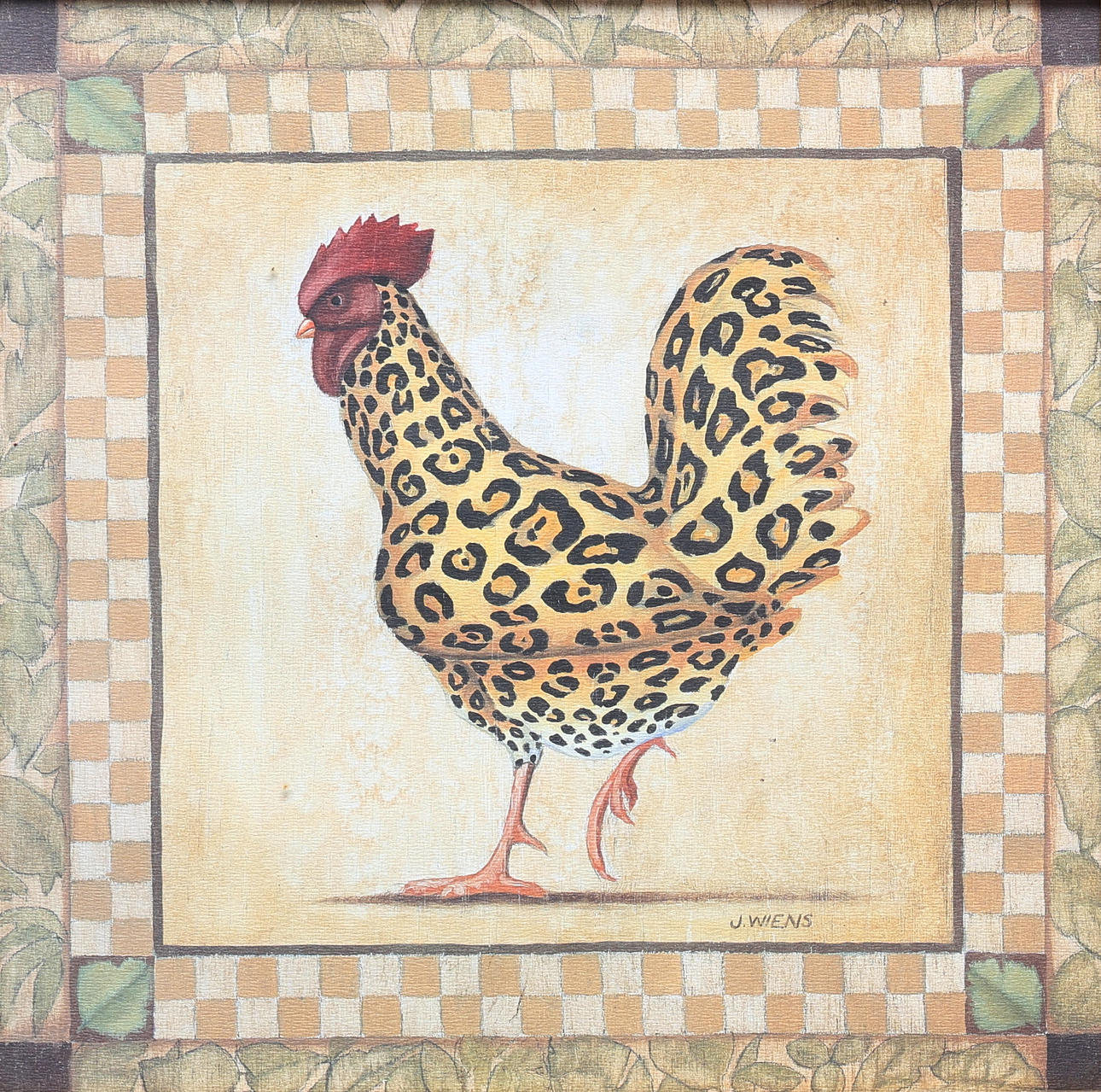 J.WIENS, grafiska tryck, 2 st, tuppar.