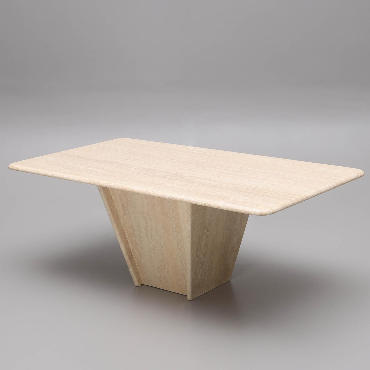 SOFFBORD, 2 delar, travertin, 1980-tal.