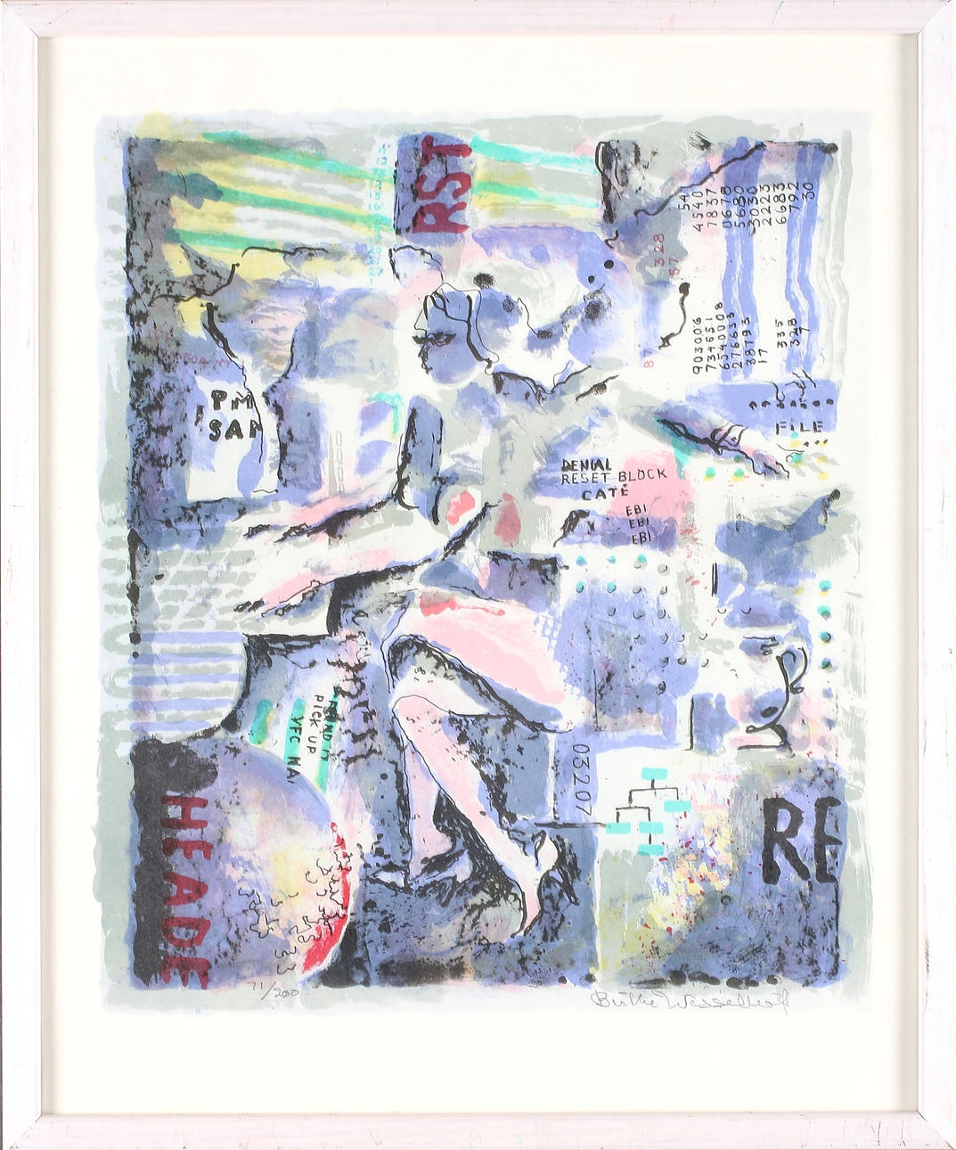 BIRTHE WESSELHÖFT. Fgurkomposition, färglitografi, signerad och numrerad 94/260.