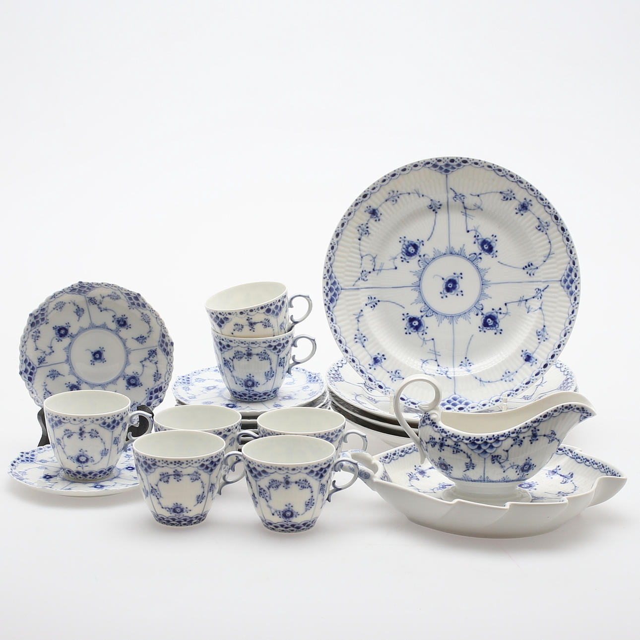 SERVISDELAR, 21 delar, porslin, Kunglig Dansk, Musselmalet, 1900-tal.