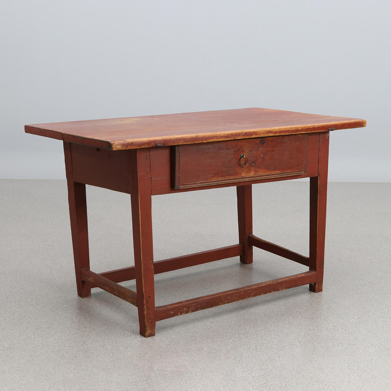 TABLE WITH DRAWER. Painted pine. Folk art, 19th century.