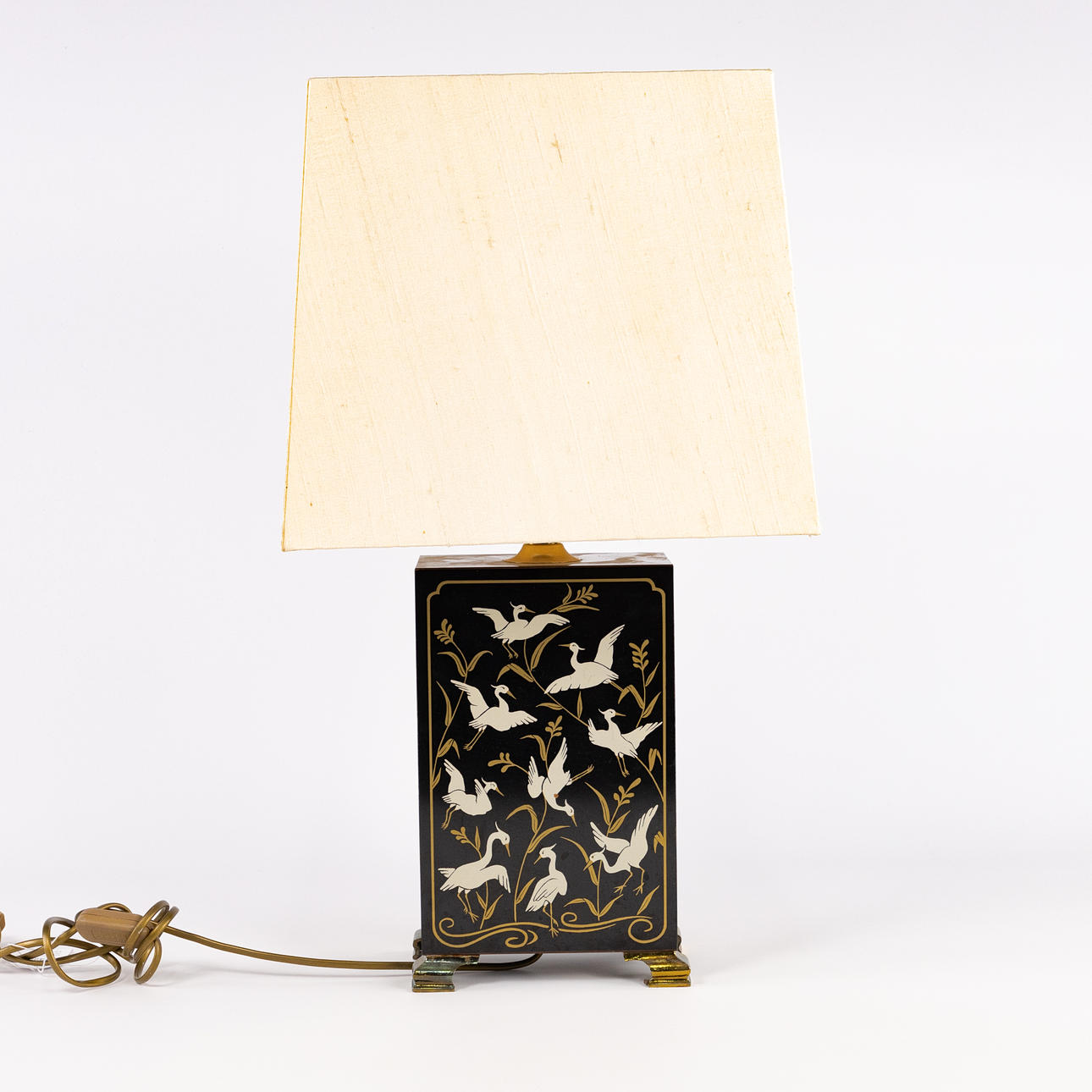 BORDSLAMPA, dekor med tranor.