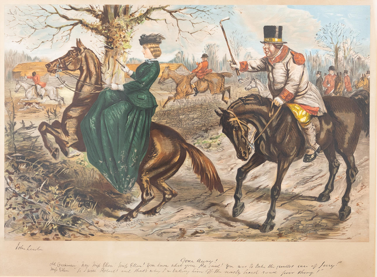 JOHN LEECH. lithograph, "Gone away".