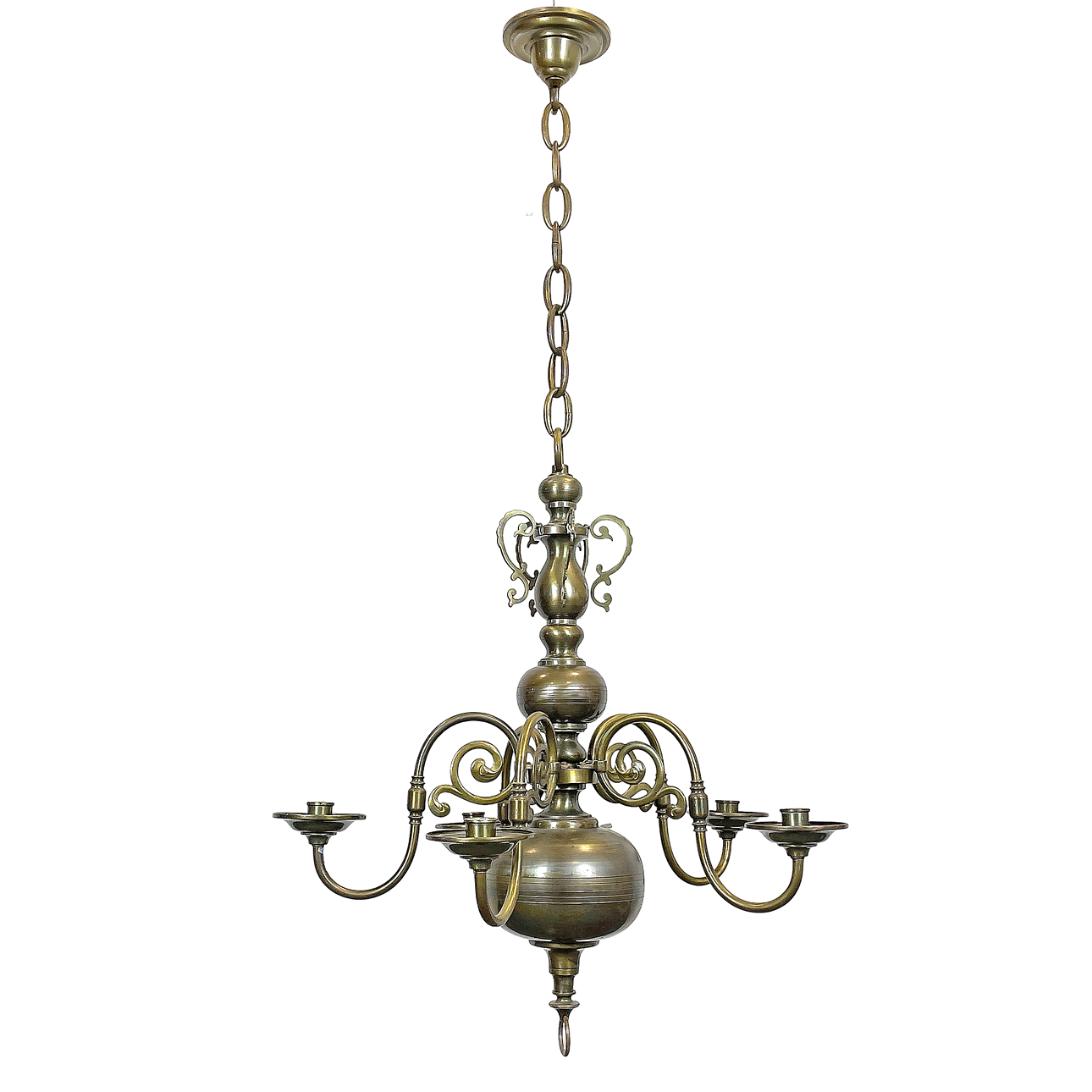 BRASS CHANDELIER, 5-armed, 20th century.