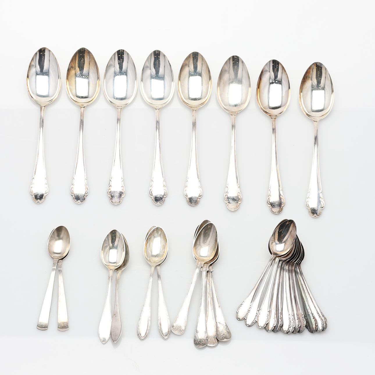 SPOONS, 30 pieces, silver, various models and makers.