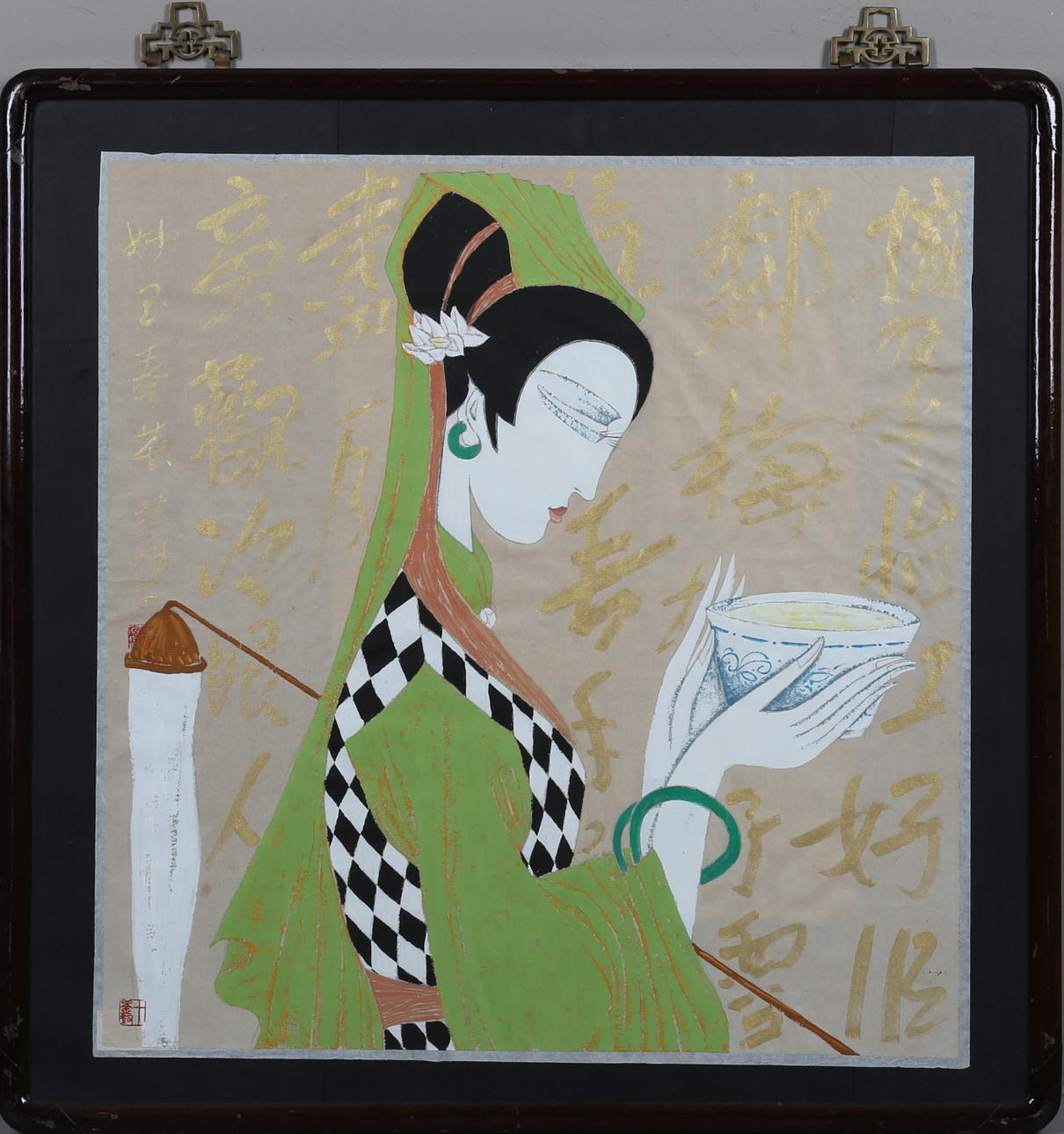 OKÄND KONSTNÄR, blandteknik på papper, Kina/ Japan.