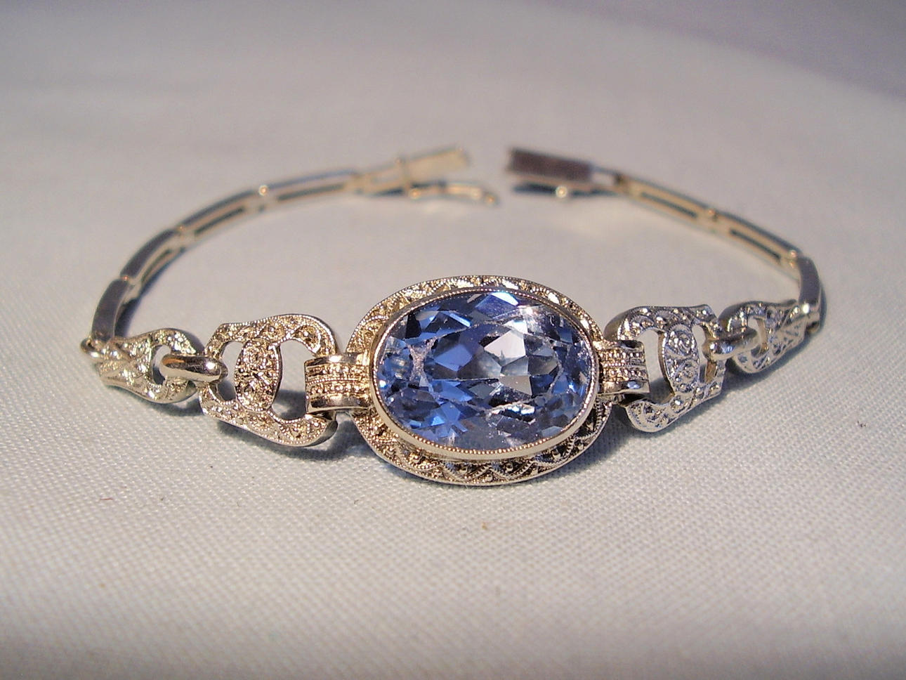 ARMBAND SILVER 800 AKVAMARIN SPINELL.