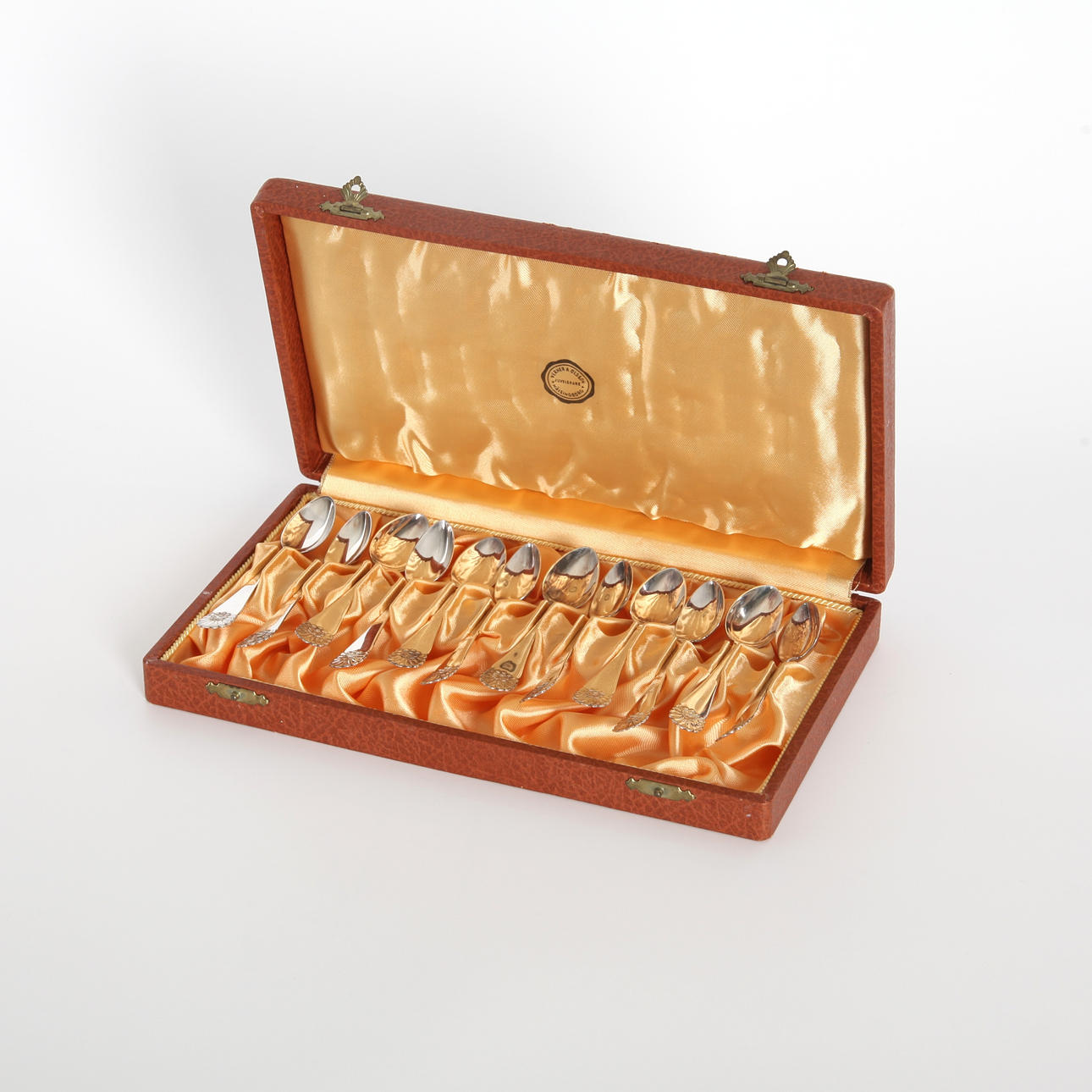 COFFEE SPOONS IN CASE, 12 pcs, "Snäck", silver, 1940s.