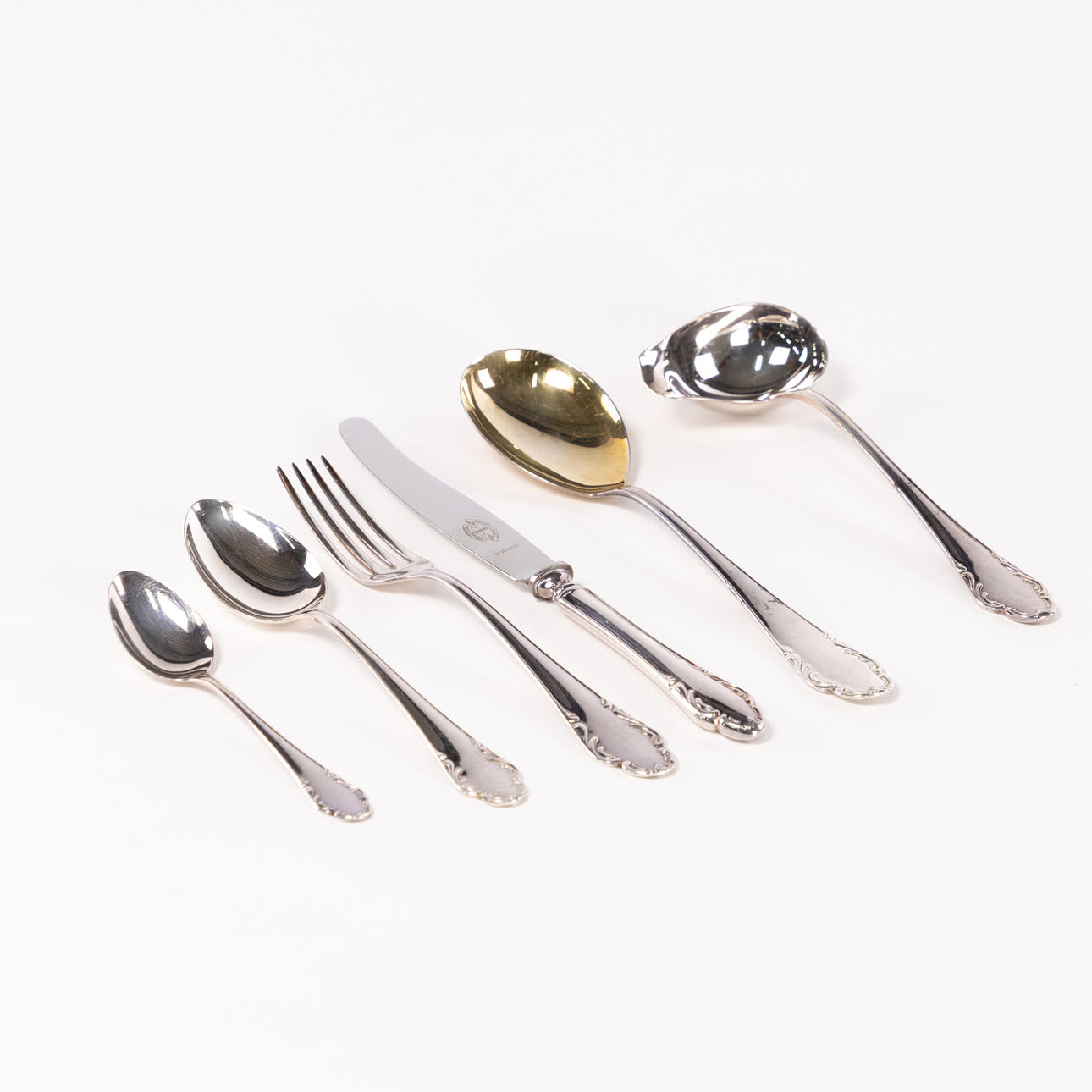 BESTICK. 49 delar, "Haga", silver, vikt 1680 gram.