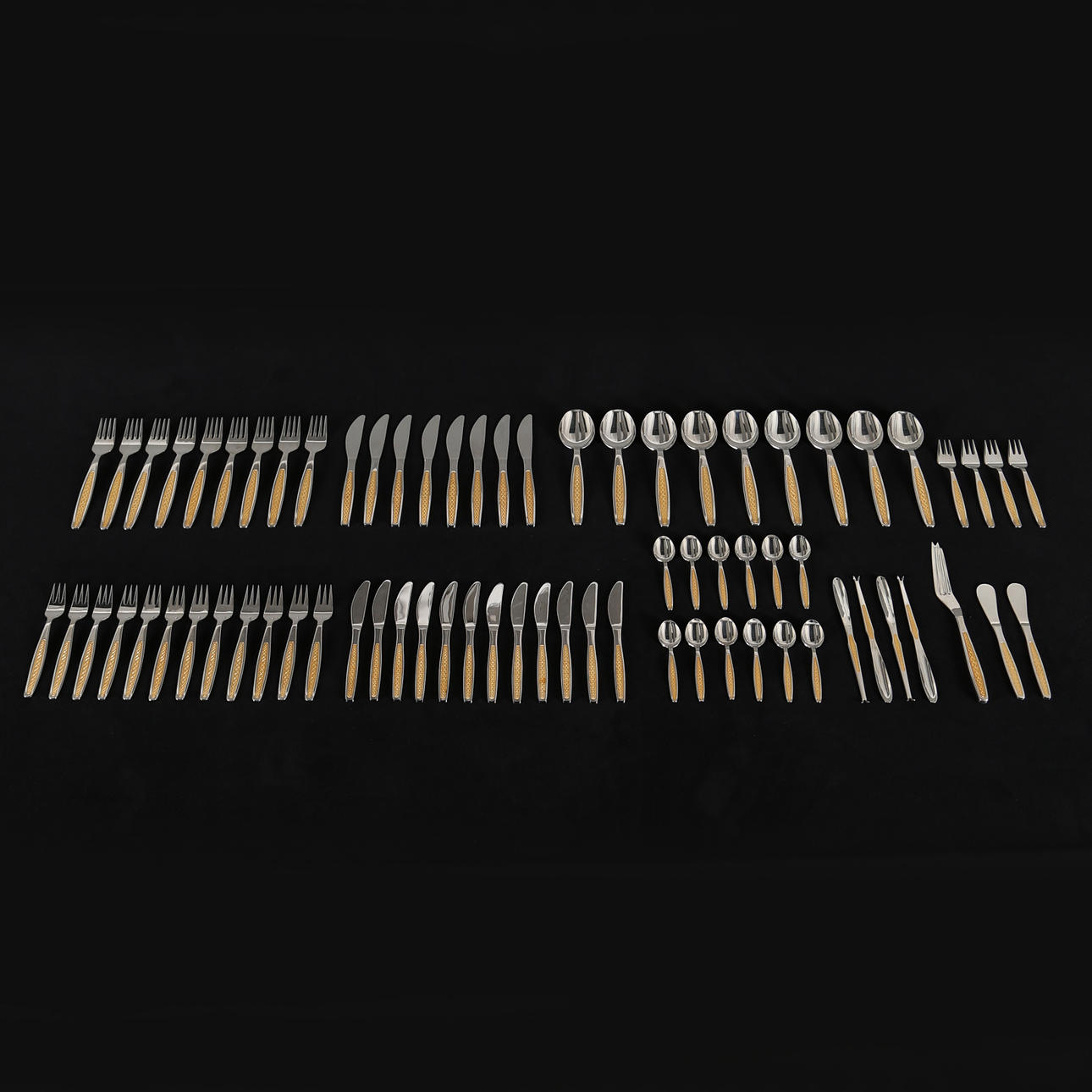 BESTICK, 73 delar, stål, "Guldi" Nils Johan.