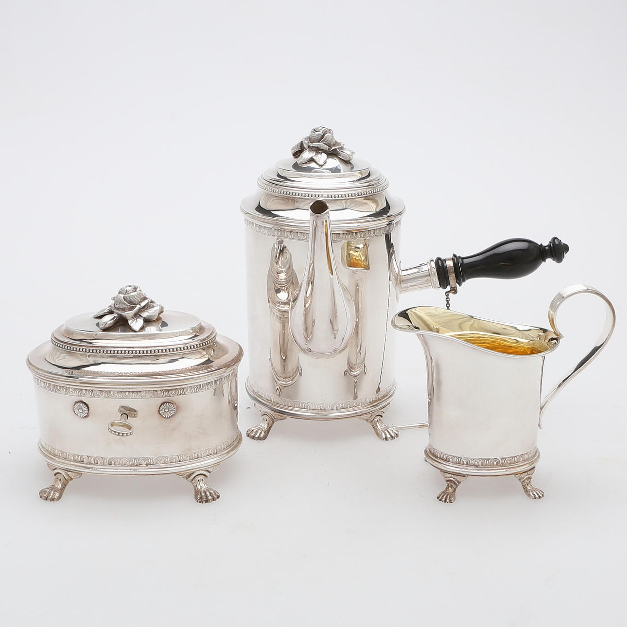 ERIC RÅSTRÖM. 3 delar, silver, 1941, Stockholm, totalvikt 1413 gram.