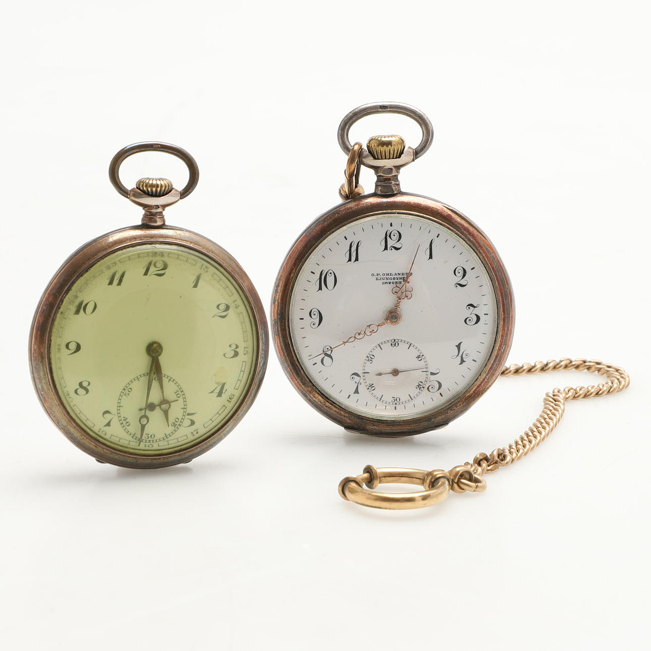 POCKET WATCHES, 2 pcs, silver. including Omega.