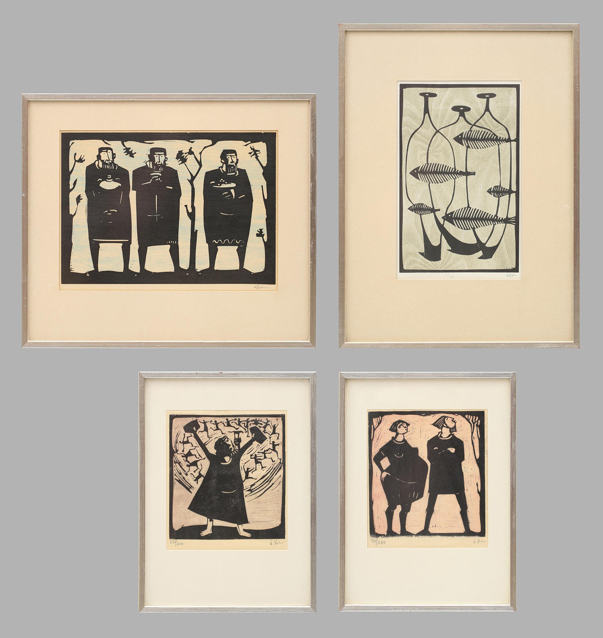 ÅKE HOLM. Parti grafik, 4 st, figurer och stilleben, litografier, numrerade, signrade Å Holm.