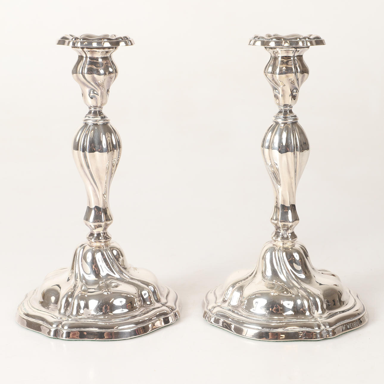 LJUSSTAKAR, 1 par, silver, rokokostil.