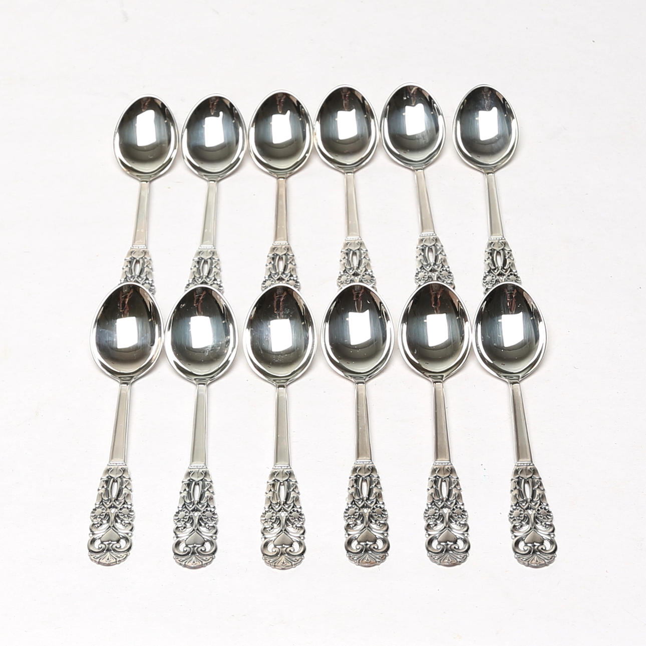 KAFFESKEDAR, 12 st, silver, i etui.