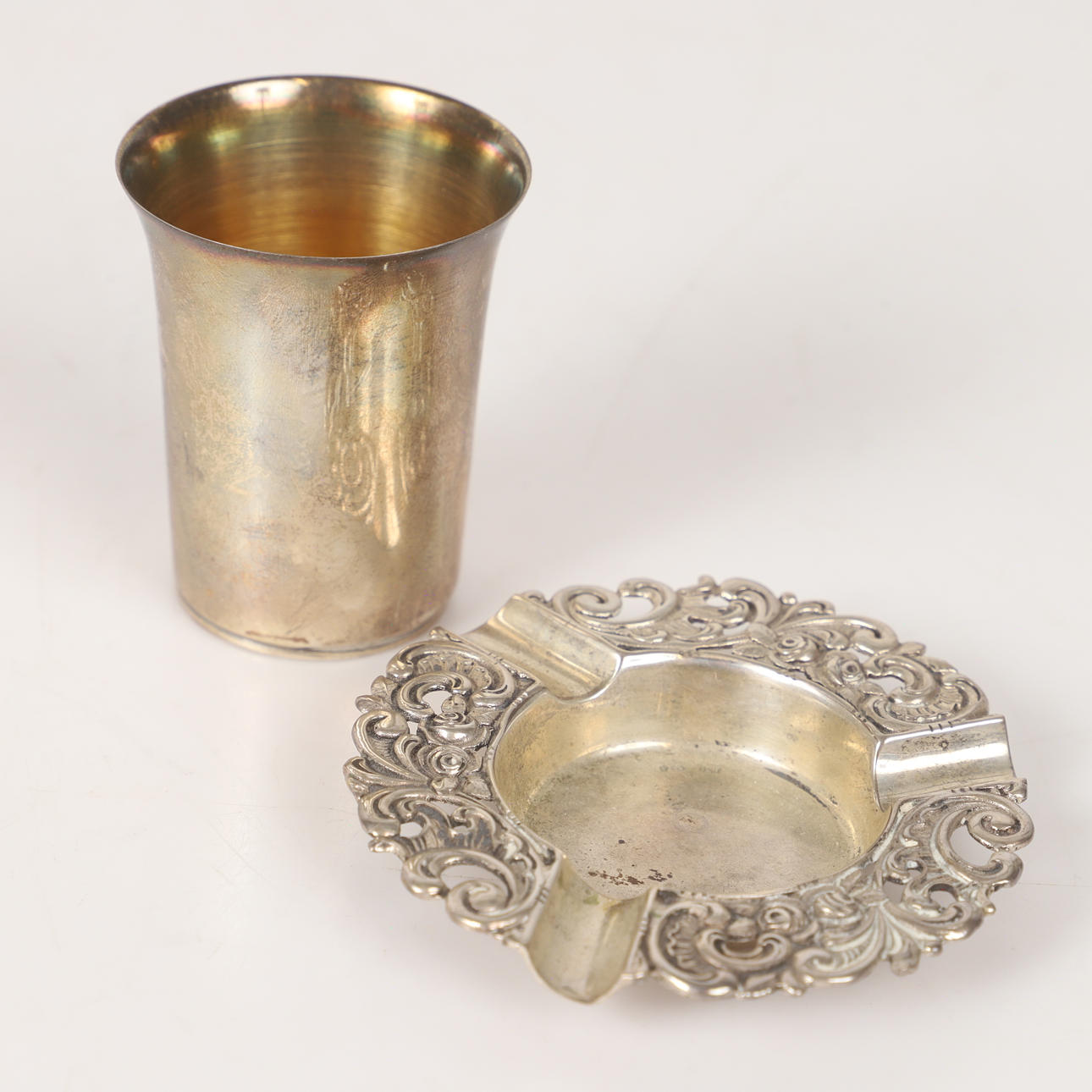 SUPKOPP SAMT MINIATYRFAT, silver samt sterlingsilver.